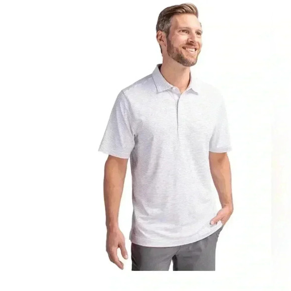 NWT CUTTER & BUCK FORGE PENCIL STRIPE STRETCH MENS  POLO IN BLACK XXXL - Picture 9 of 9